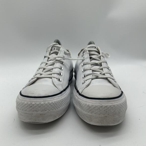Womens Size 9 Converse Chuck Taylor All Star White Leather Platform Sneakers - Picture 2 of 8